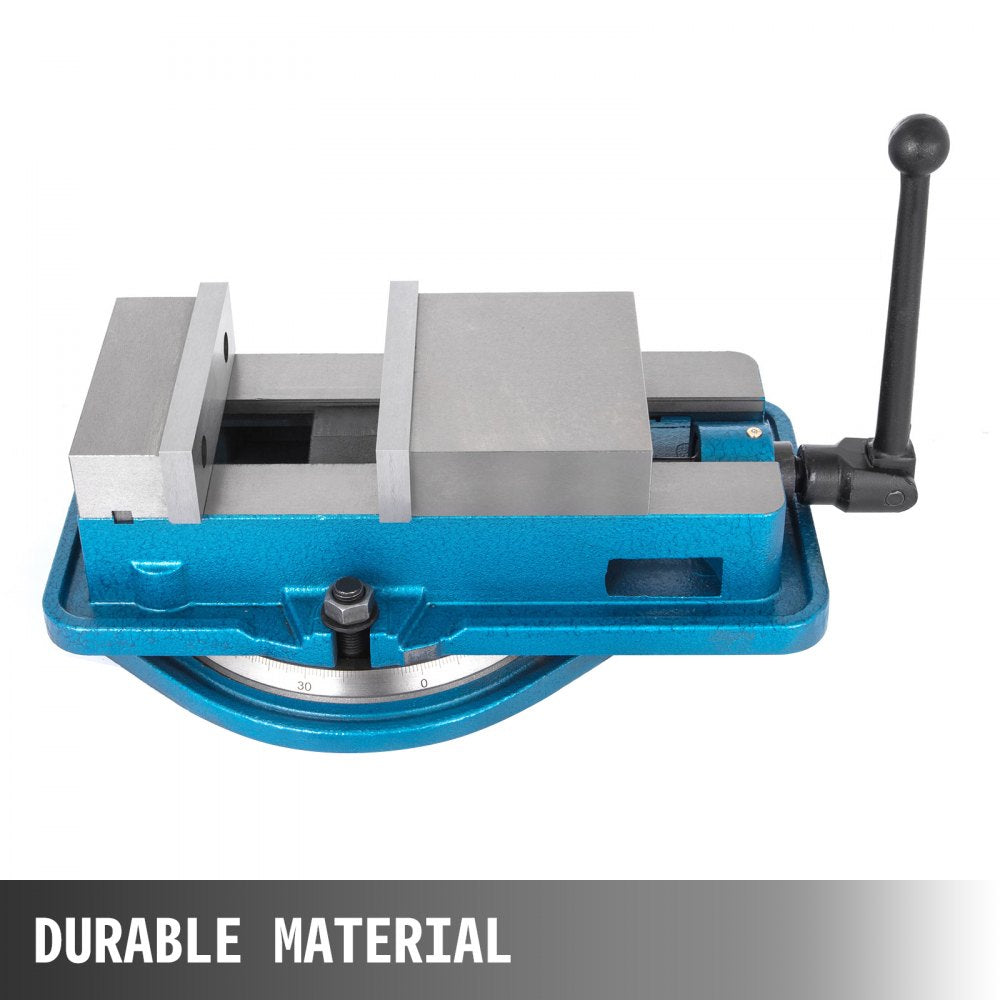 Bostome 6-inch heavy duty milling vise with 360° swivel clamp and hardened clamping jaws.