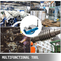 Bostome 6-inch heavy duty milling vise with 360° swivel clamp and hardened clamping jaws.