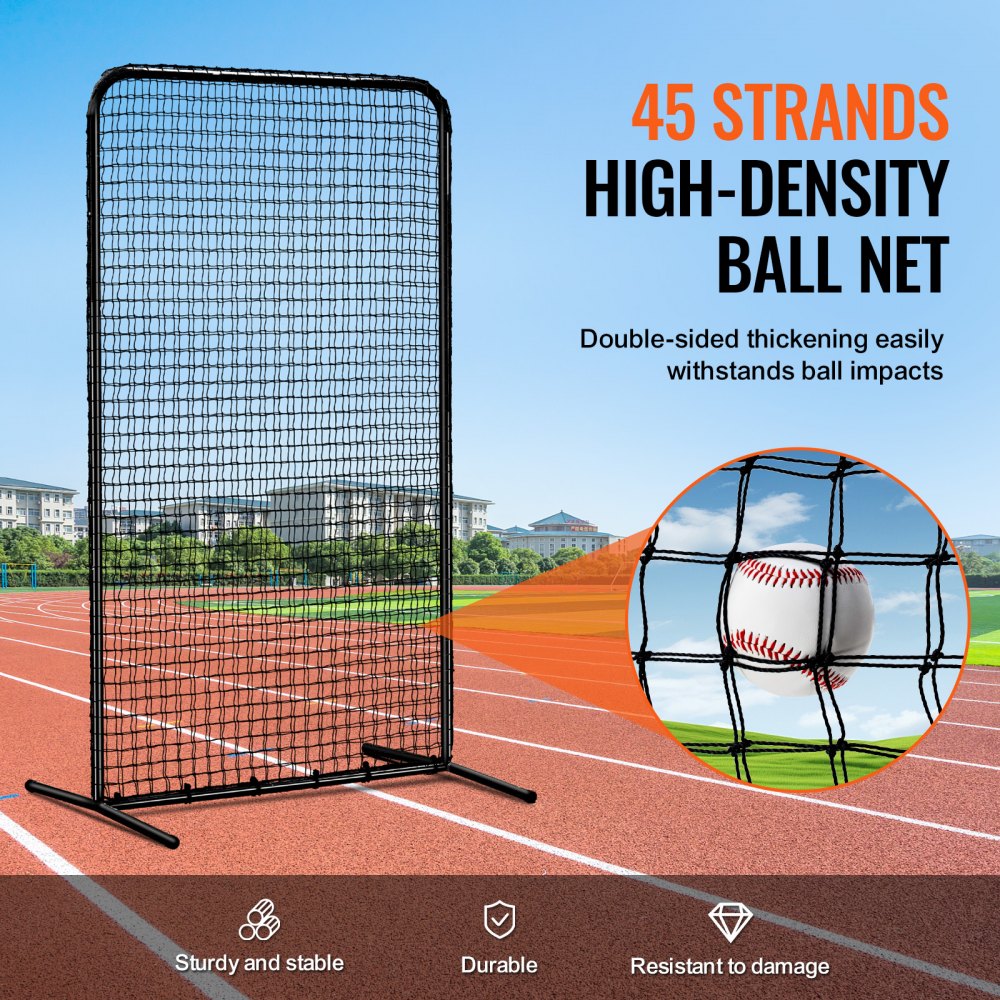 I Screen Baseball for Batting Cage, 7x4 ft Baseball Softball Safety Screen, Body Protector Portable Batting Screen with Carry Bag & Ground Stakes, Heavy Duty Pitching Net for Pitchers Protection