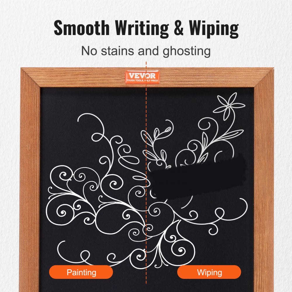 Tabletop Chalkboard Sign, Message Signs with Chalks, Freestanding Framed Memo Board, Vintage Wooden Magnetic Chalk Board, Rustic Brown Chalk Boards, 10"x14", For Kitchen, Home Decor, and Wedding