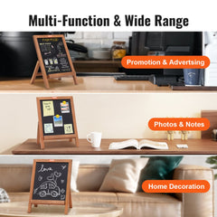 Tabletop Chalkboard Sign, Message Signs with Chalks, Freestanding Framed Memo Board, Vintage Wooden Magnetic Chalk Board, Rustic Brown Chalk Boards, 10"x14", For Kitchen, Home Decor, and Wedding