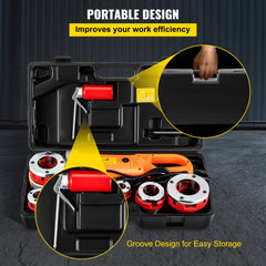 Bostome Electric Pipe Threader with 6 dies, 2300W motor, and ergonomic design for easy use.