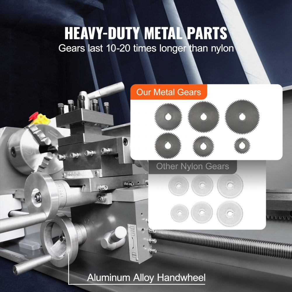 Bostome 8.3" x 29.5" metal lathe machine with a 750W brushless motor and durable cast iron build.