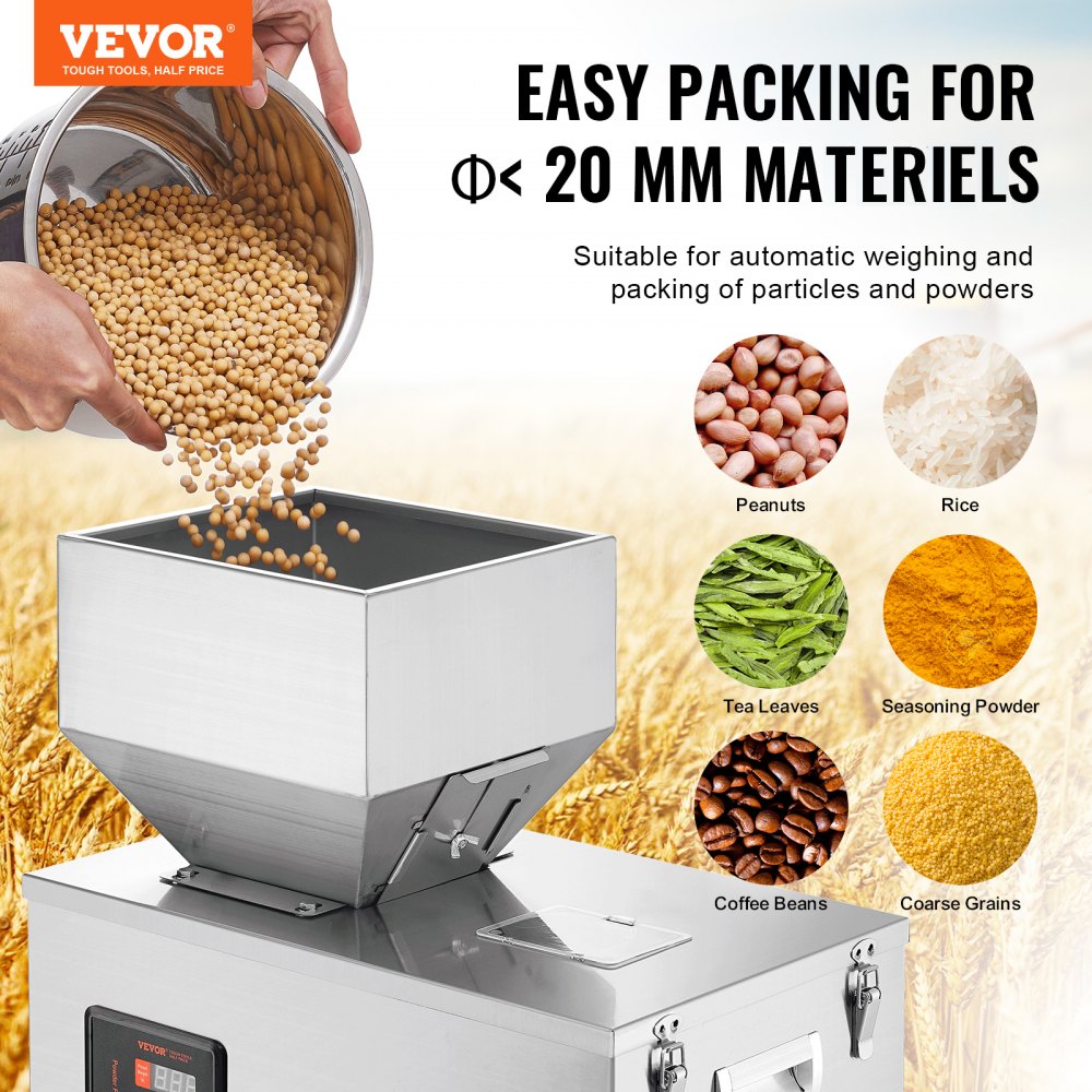 Powder Filling Machine, 0.022-1.1lbs/10-500g, Automatic Intelligent Particle Weighing Filling Machine, Bottle Bag Powder Filler Particle Dispenser for Tea Seeds Grains Powder Flour Beans Glitter