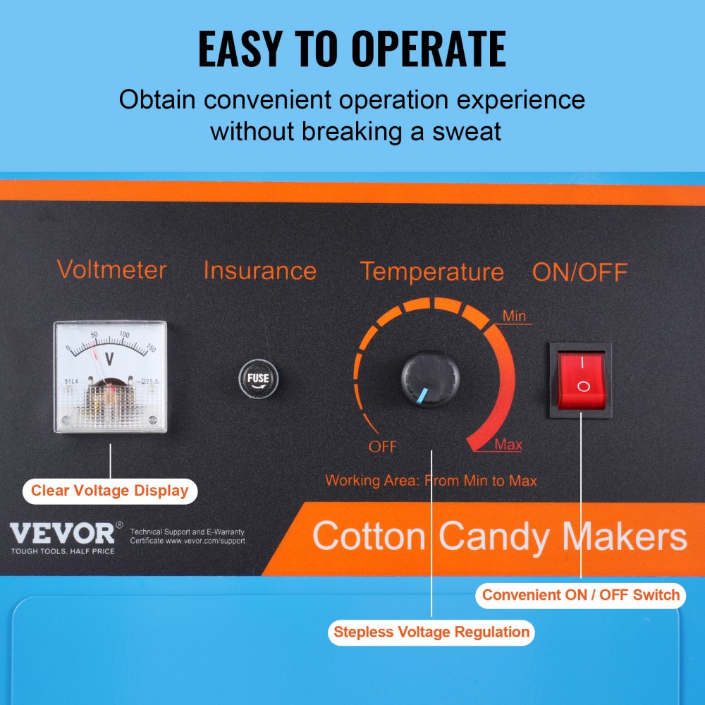 Electric Cotton Candy Machine, 1000W Candy Floss Maker, Commercial Cotton Candy Machine with Cover, Stainless Steel Bowl, Sugar Scoop, Drawer, Perfect for Home Kids Birthday, Family Party, Blue