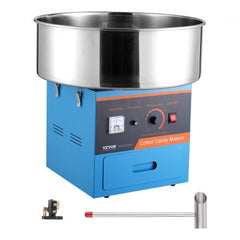 Electric Cotton Candy Machine, 1000W Candy Floss Maker, Commercial Cotton Candy Machine with Stainless Steel Bowl, Sugar Scoop, and Drawer, Perfect for Home Kids Birthday, Family Party, Blue
