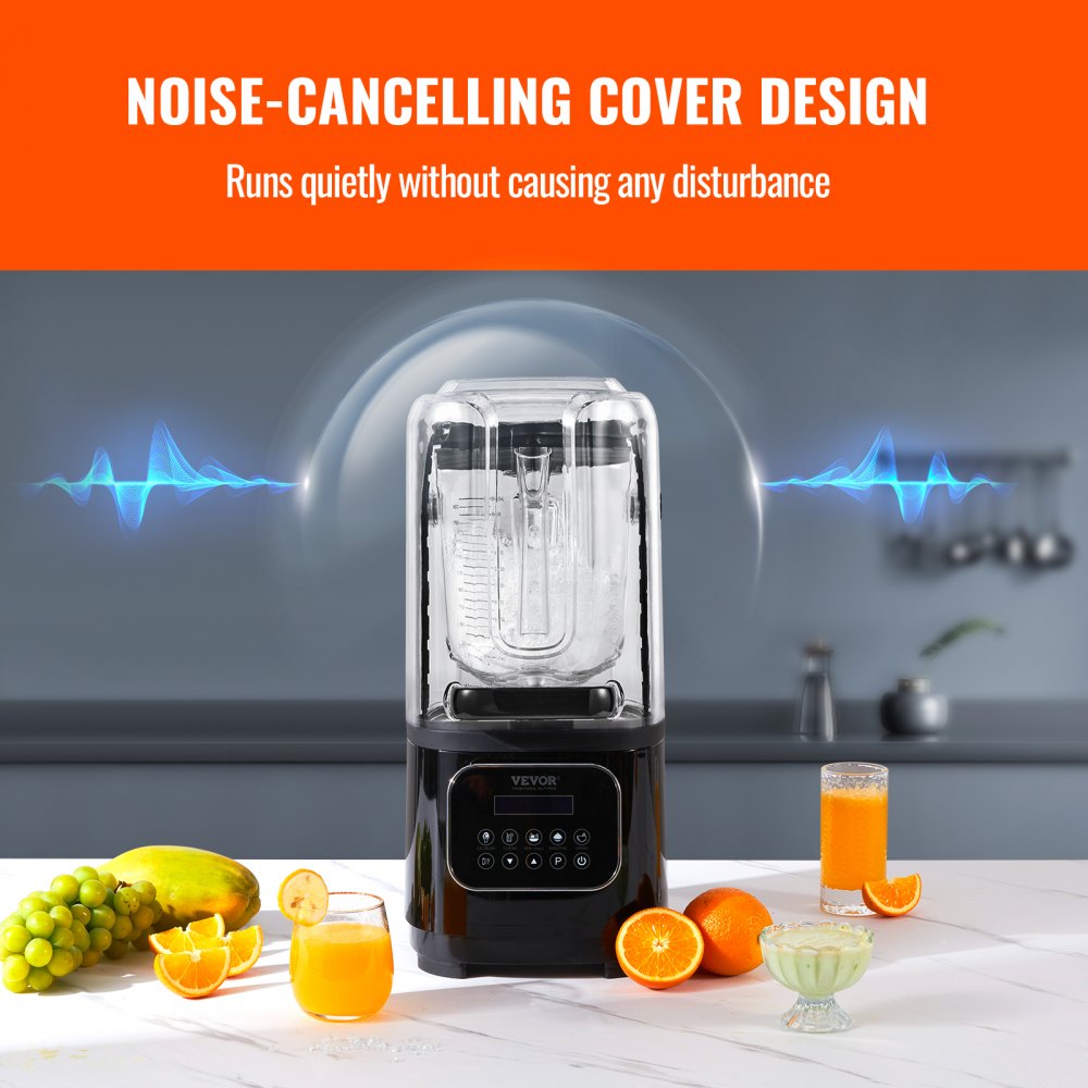 Professional Blender with Shield, Commercial Countertop Blenders, 68 oz  Blender Combo, Stainless Steel 9 Speed & 5 Functions Blender, for Shakes, Smoothies, Peree, and Crush Ice, Black