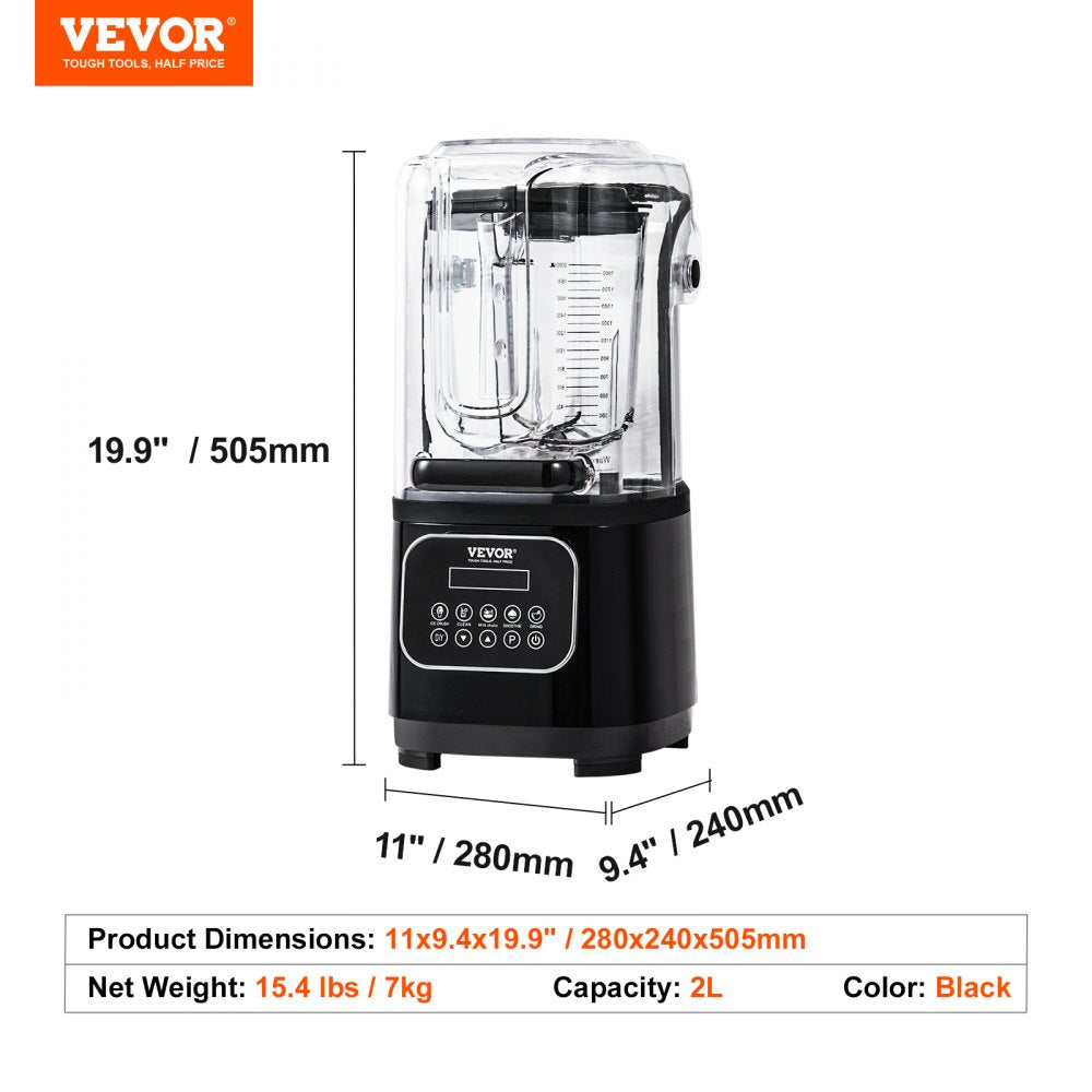 Professional Blender with Shield, Commercial Countertop Blenders, 68 oz  Blender Combo, Stainless Steel 9 Speed & 5 Functions Blender, for Shakes, Smoothies, Peree, and Crush Ice, Black