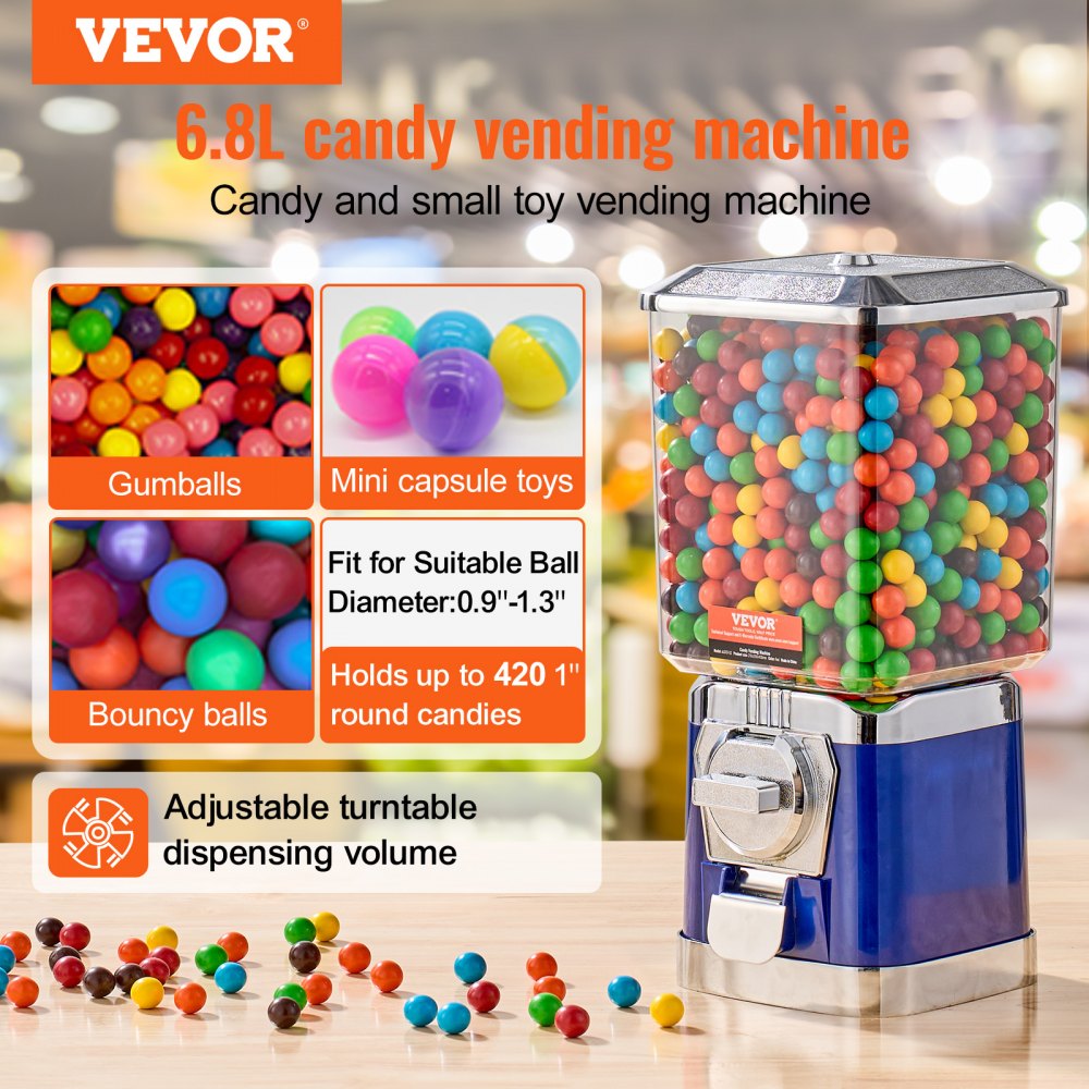 17"H Gumball Machine Vending Coin Bank Vintage Candy Dispenser PC Bule