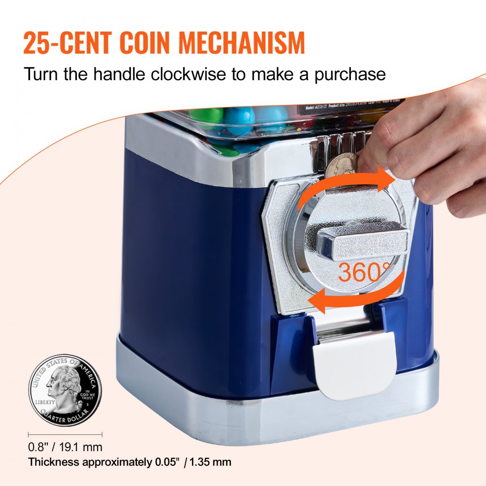 17"H Gumball Machine Vending Coin Bank Vintage Candy Dispenser PC Bule