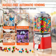 16"H Gumball Machine Vending Coin Bank Vintage Candy Dispenser PC Red