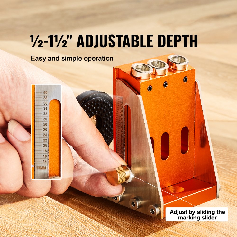 30 Pcs Pocket Hole Jig Kit, Adjustable & Easy to Use Pocket Hole Jig System with Step Drills, Drill Stop Rings, Wrenches, and Square Drive Bits, Dual Scale Marks for DIY Carpentry Projects