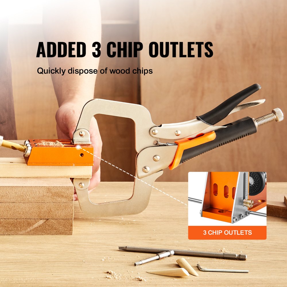 Pocket Hole Jig Kit, 34 Pcs Pocket Hole Jig System with 11" C-clamp,  Fixture, Step Drills, Wrenches, Drill Stop Rings, Square Drive Bits, Toolbox, Adjustable, for DIY Carpentry Projects