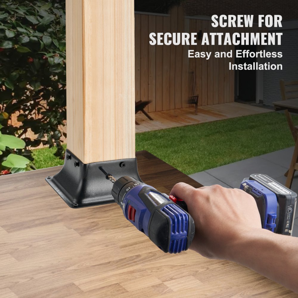 4x4 Post Base 20Pcs, Internal 3.6"x3.6" Heavy Duty Powder-Coated Steel Post Bracket Fit for Standard Wood Post Anchor, Decking Post Base for Deck Porch Handrail Railing Support