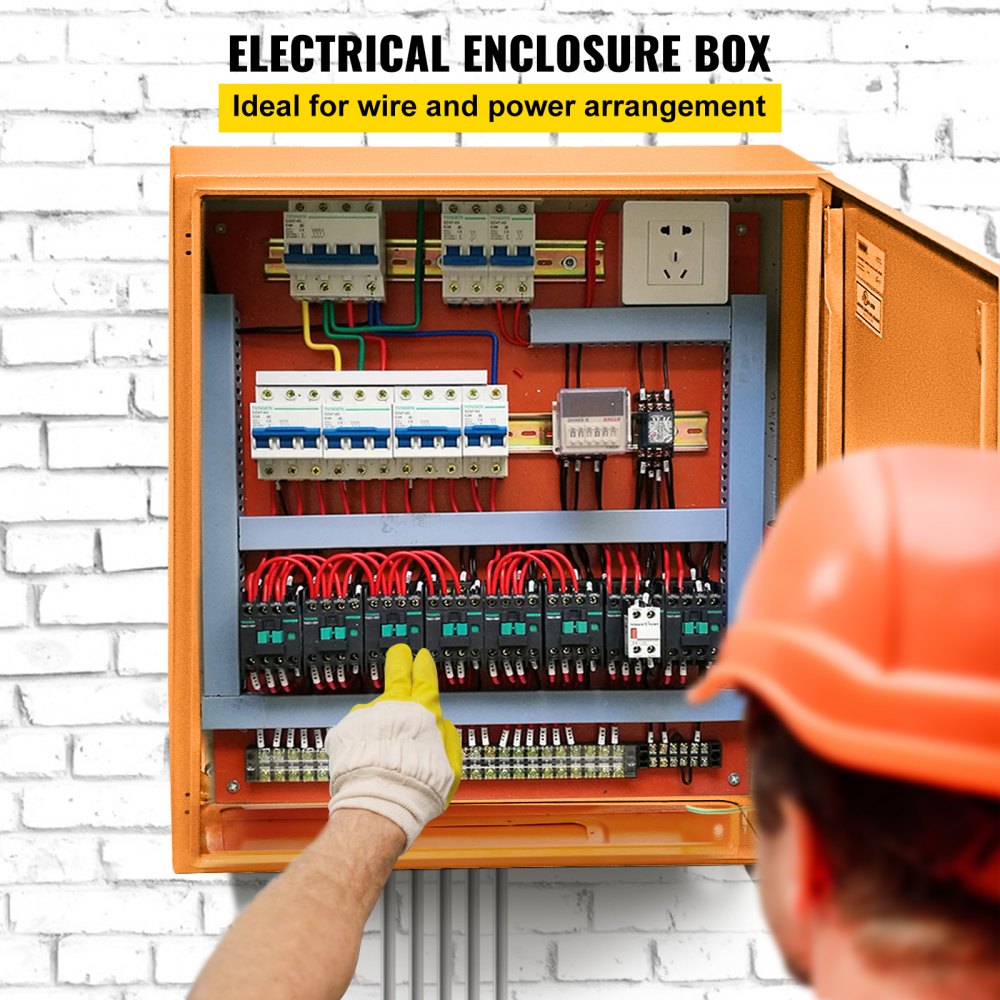 Electrical Enclosure, 20"x20"x6", Tested to UL Standards NEMA 4 Outdoor Enclosure, IP65 Waterproof & Dustproof Cold-Rolled Carbon Steel Hinged Junction Box for Outdoor Indoor Use, with Rain H