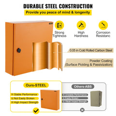 Electrical Enclosure, 20"x20"x6", Tested to UL Standards NEMA 4 Outdoor Enclosure, IP65 Waterproof & Dustproof Cold-Rolled Carbon Steel Hinged Junction Box for Outdoor Indoor Use, with Rain H
