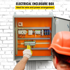 Electrical Enclosure, 24x24x8in, Tested to UL Standards NEMA 4 Outdoor Enclosure, IP65 Waterproof & Dustproof Cold-Rolled Carbon Steel Hinged Junction Box for Outdoor Indoor Use, with Rain Hood