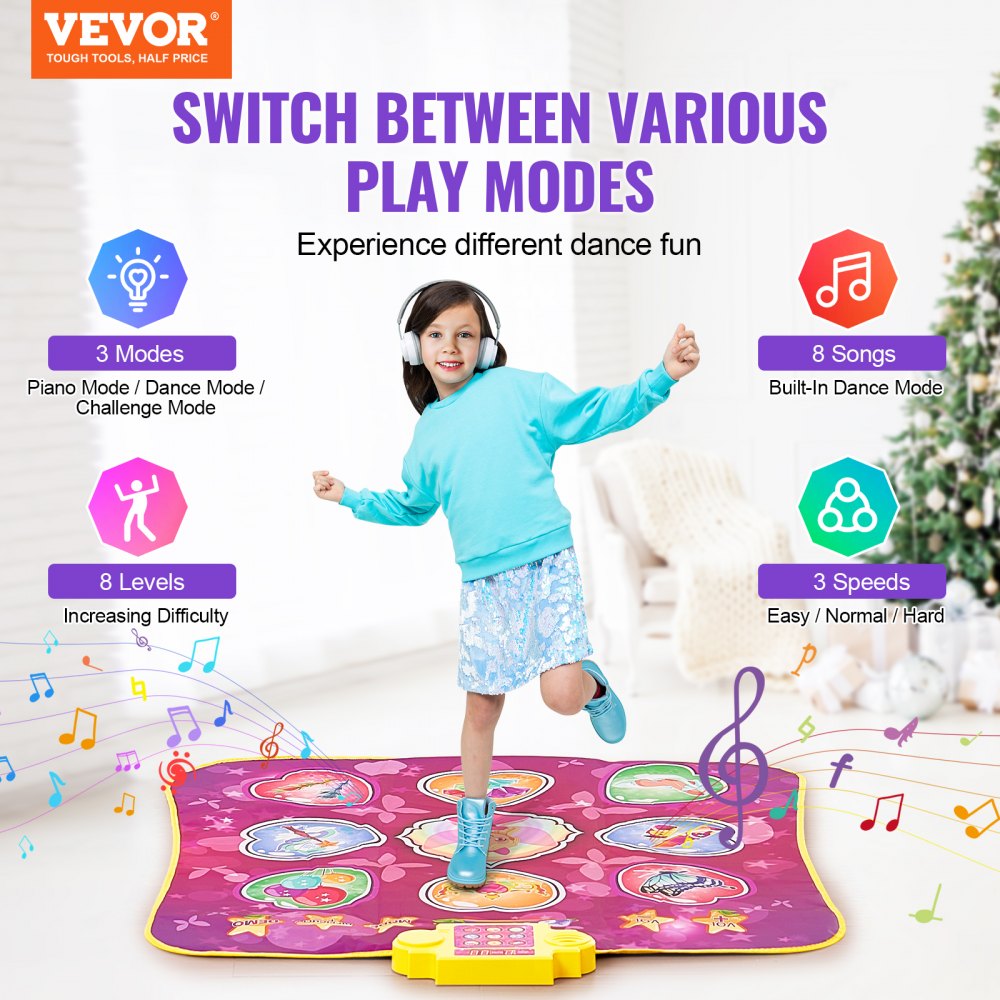 Dance Mat for Kids Dance Pad Toys Single Player Gift for 3+ Year Old Girls