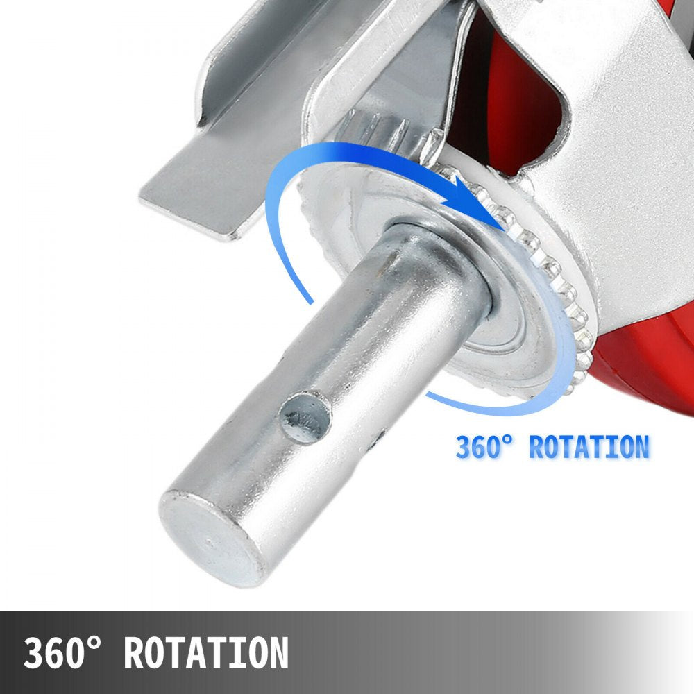 Scaffolding Wheels Set of 4, 8" - Scaffolding Casters Heavy Duty, 3200 Lbs Per Set - Locking Stem Casters with Brake, Red Polyurethane - Replacement for Scaffold, Shelves, Workbench