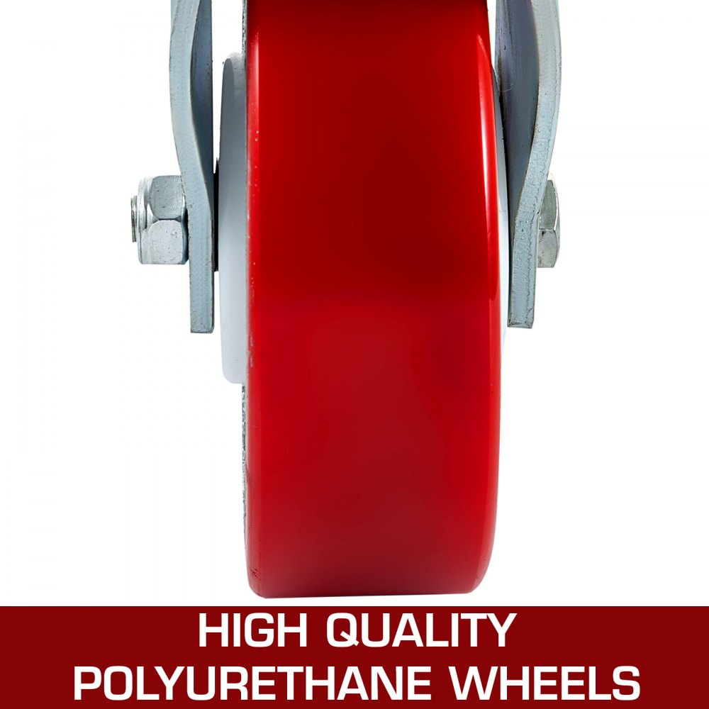 Scaffolding Wheels Set of 4, 8" - Scaffolding Casters Heavy Duty, 3200 Lbs Per Set - Locking Stem Casters with Brake, Red Polyurethane - Replacement for Scaffold, Shelves, Workbench