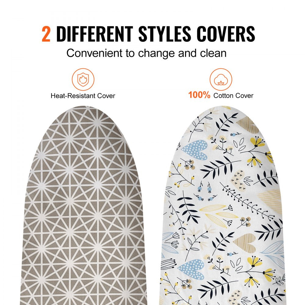 Bostome ironing board with a 51" x 13" surface and 7 adjustable heights for ergonomic use.