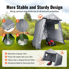 Portable Shed Outdoor Storage Shelter, 6 x 8 x 7 ft Heavy Duty All-Season Instant Storage Tent Tarp Sheds with Roll-up Zipper Door and Ventilated Windows For Motorcycle, Bike, Garden Tools