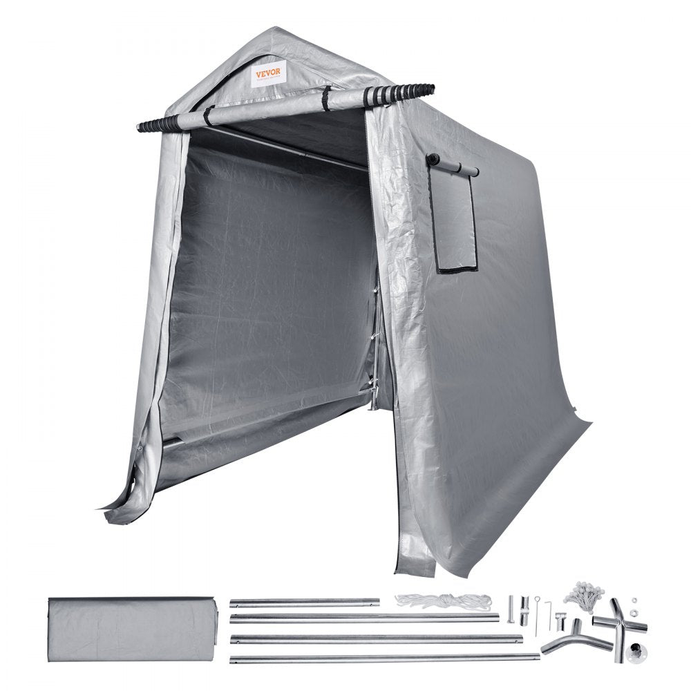 Portable Shed Outdoor Storage Shelter, 6 x 8 x 7 ft Heavy Duty All-Season Instant Storage Tent Tarp Sheds with Roll-up Zipper Door and Ventilated Windows For Motorcycle, Bike, Garden Tools