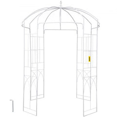 Birdcage Shape Garden Arbor, 9` High x 6.6` Wide, Heavy Duty Wrought Iron Arbor, Wedding Arch Trellis for Climbing Vines in Outdoor Garden, Lawn, Backyard, Patio, White