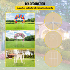 Birdcage Shape Garden Arbor, 9` High x 6.6` Wide, Heavy Duty Wrought Iron Arbor, Wedding Arch Trellis for Climbing Vines in Outdoor Garden, Lawn, Backyard, Patio, White