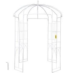 Birdcage Shape Garden Arbor, 9` High x 6.6` Wide, Heavy Duty Wrought Iron Arbor, Wedding Arch Trellis for Climbing Vines in Outdoor Garden, Lawn, Backyard, Patio, White