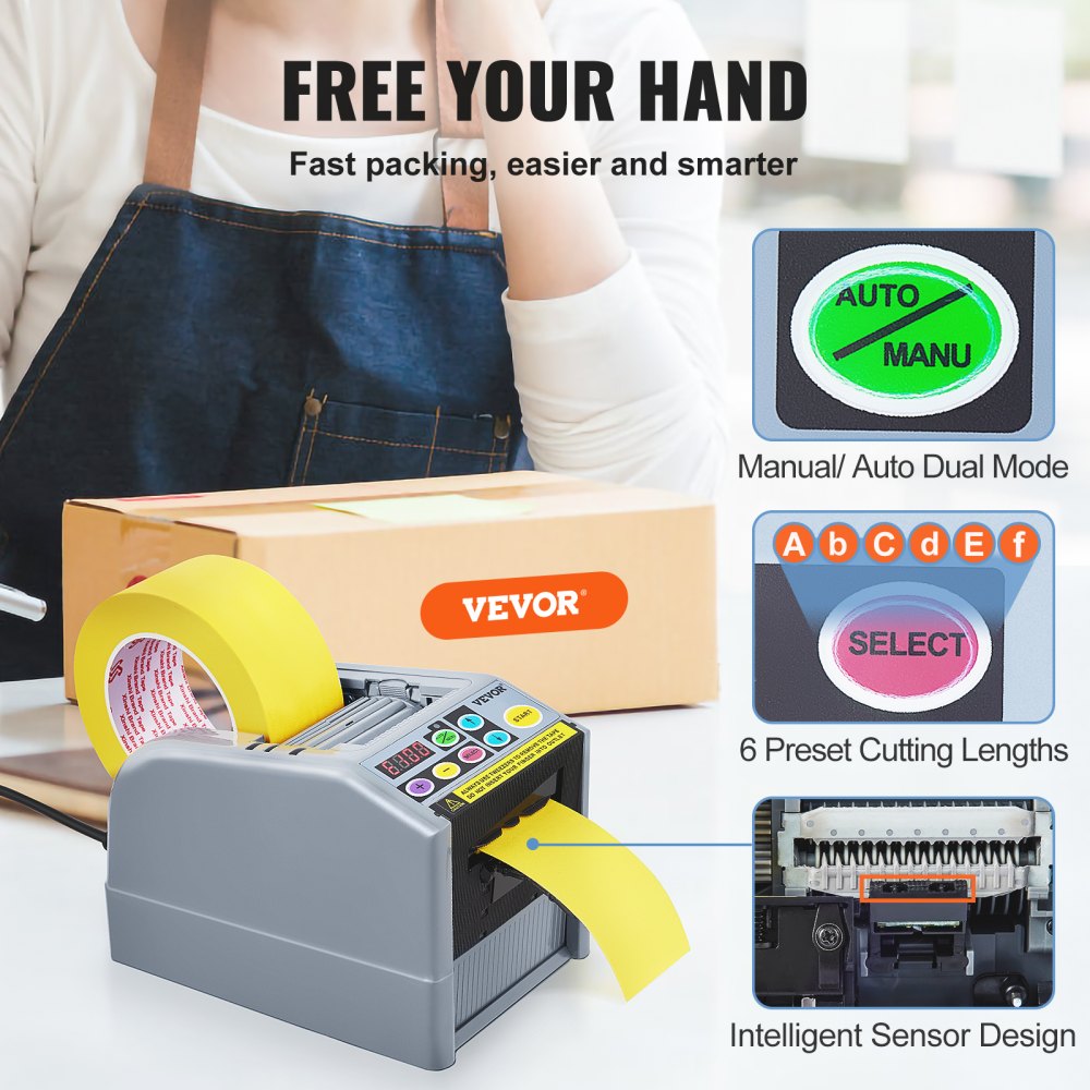 Automatic Tape Dispenser Adhesive Electric Tape Cutter Packaging Machine Tape Cutting Machine 6-60mm Tape Width