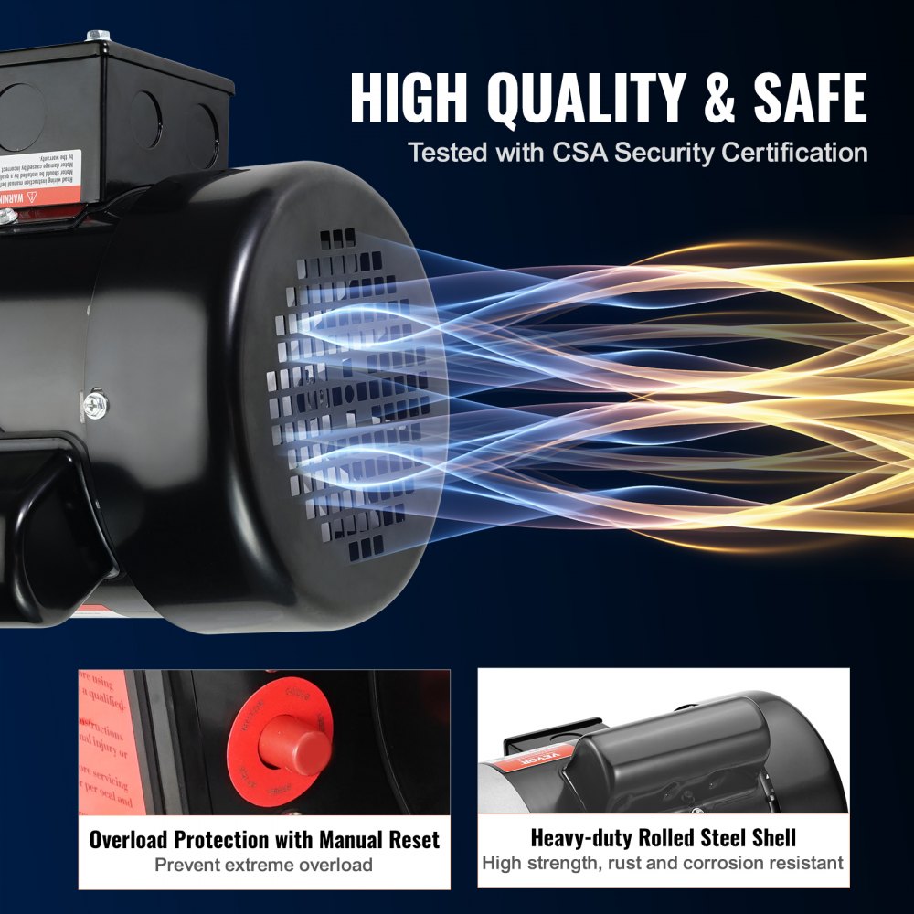 0.75HP Electric Motor 1725 rpm, AC 115V/230V, 56C Frame, Air Compressor Motor Single Phase, 5/8" Keyed Shaft, CW/CCW Rotation for Agricultural Machinery and General Equipment