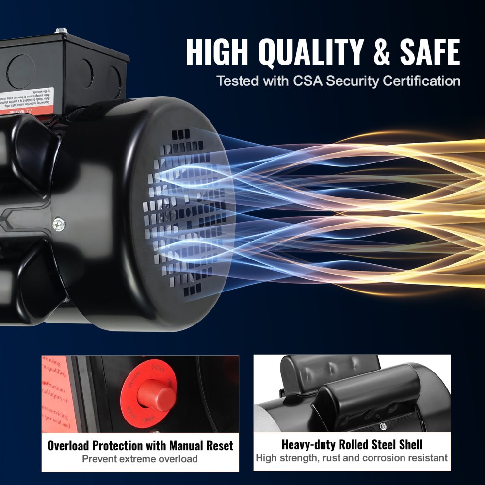 1.5HP Electric Motor 1725 rpm, AC 115V/230V, 56C Frame, Air Compressor Motor Single Phase, 5/8" Keyed Shaft, CW/CCW Rotation for Agricultural Machinery and General Equipment