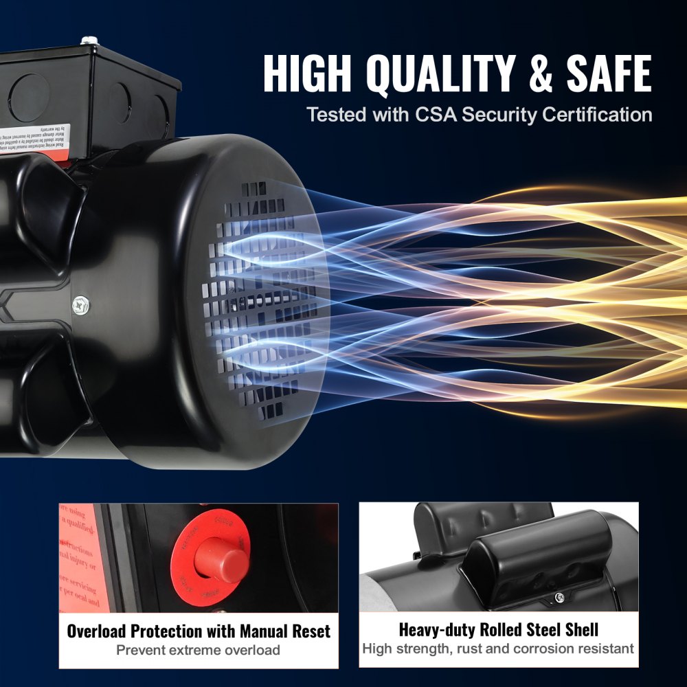 2HP Electric Motor 1725 rpm, AC 115V/230V, 56C Frame, Air Compressor Motor Single Phase, 5/8" Keyed Shaft, CW/CCW Rotation for Agricultural Machinery and General Equipment