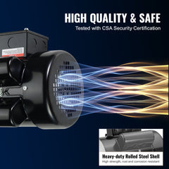 1.5HP Electric Motor 3450 rpm, AC 115V/230V, 56C Frame, Air Compressor Motor Single Phase, 5/8" Keyed Shaft, CW/CCW Rotation for Agricultural Machinery and General Equipment