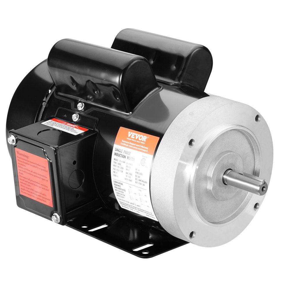 1.5HP Electric Motor 3450 rpm, AC 115V/230V, 56C Frame, Air Compressor Motor Single Phase, 5/8" Keyed Shaft, CW/CCW Rotation for Agricultural Machinery and General Equipment