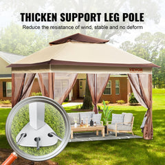 Patio Gazebo, 11 x 11 FT Pop up Gazebo for 8-10 Person, with Mosquito Netting, Metal Frame, and PU Coated 250D Oxford Cloth, Outdoor Canopy Shelter for Patio, Backyard, Lawn, Garden, Deck