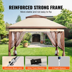 Patio Gazebo, 11 x 11 FT Pop up Gazebo for 8-10 Person, with Mosquito Netting, Metal Frame, and PU Coated 250D Oxford Cloth, Outdoor Canopy Shelter for Patio, Backyard, Lawn, Garden, Deck