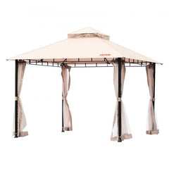 Patio Gazebo for 6-8 Person, 10 x 10 FT Backyard Gazebo, with Mosquito Netting, Metal Frame, and PU Coated 180G Polyester, Outdoor Canopy Shelter for Patio, Backyard, Lawn, Garden, Deck