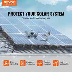 PVC coated mesh kit for protecting solar panels from birds and rodents, 8"x100' size.