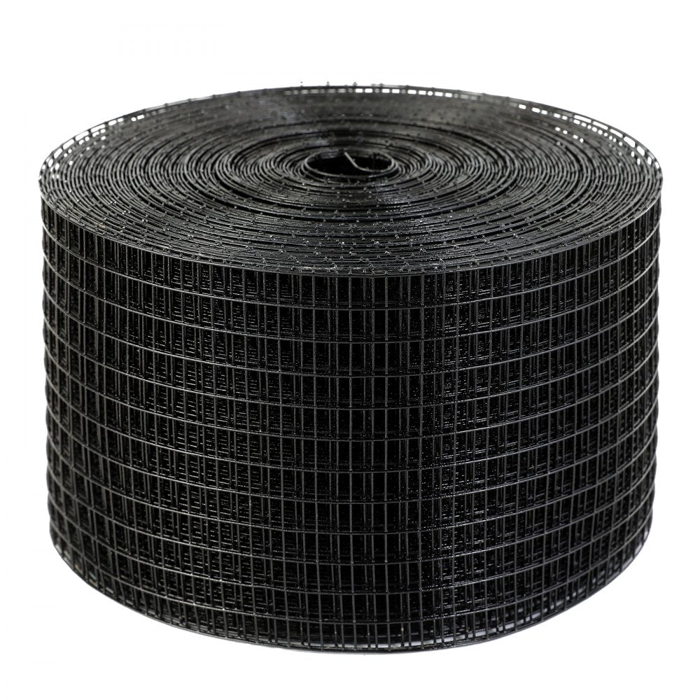 Rolled black PVC-coated mesh bird guard for solar panels, 8 inches by 100 feet.