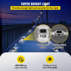 Driveway Lights 24-Pack Solar Driveway Lights Bright White with Screw Solar Deck Lights Outdoor Waterproof Wireless Dock Lights 6 LEDs for Path Warning Garden Walkway Sidewalk Steps
