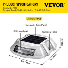Driveway Lights 24-Pack Solar Driveway Lights Bright White with Screw Solar Deck Lights Outdoor Waterproof Wireless Dock Lights 6 LEDs for Path Warning Garden Walkway Sidewalk Steps