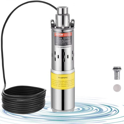 Solar Water Pump, 48V DC 369W Submersible Deep Well Pump, Max Flow 8.4 GPM, Max Head 273 ft, Max Submersion 65.6 ft, Solar Powered Water Pump for Well, Farm Ranch Irrigation, Livestock Drinking