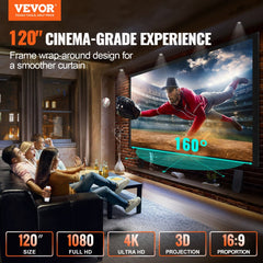 Projection Screen 120inch 16:9 Movie Screen Fixed Frame 3D Projector Screen for 4K HDTV Movie Theater Home