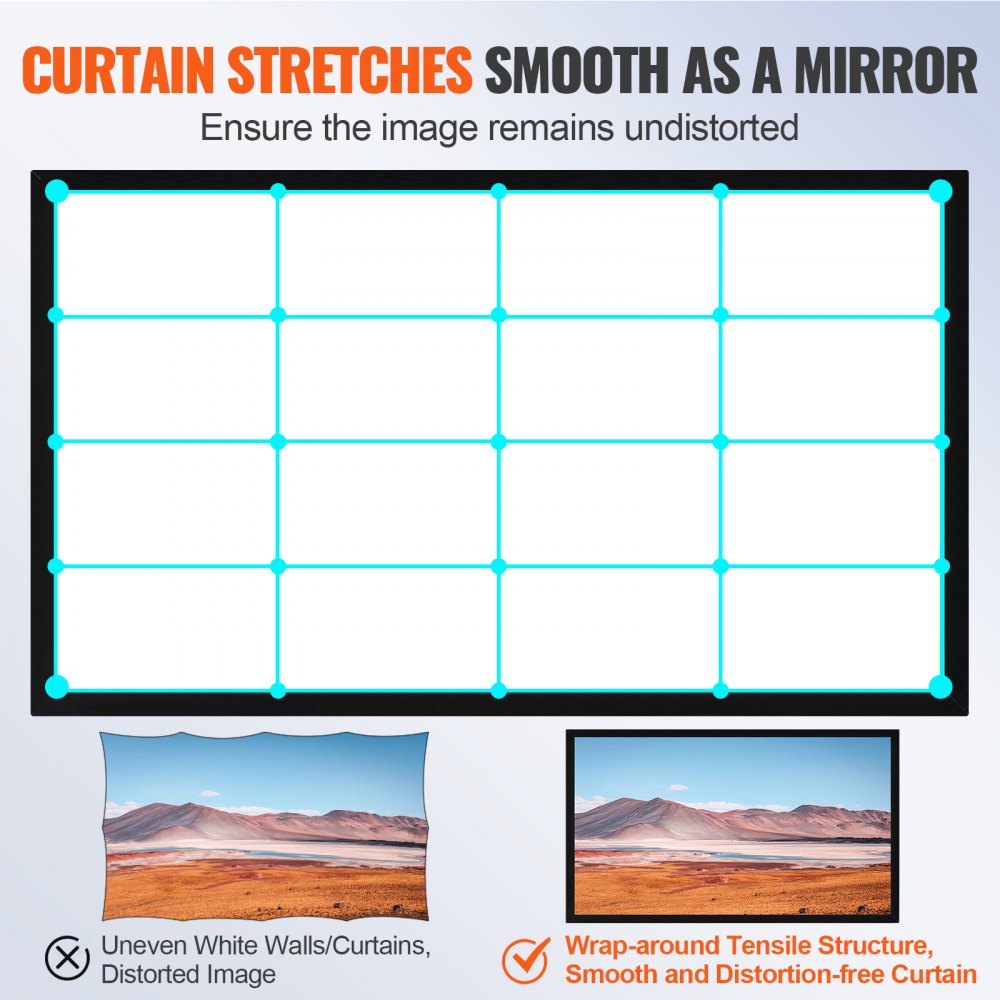 Projector Screen Fixed Frame 155inch Projector Screen 16:9 4K HD Movie Screen Wall Mounted for Movie Theater Home