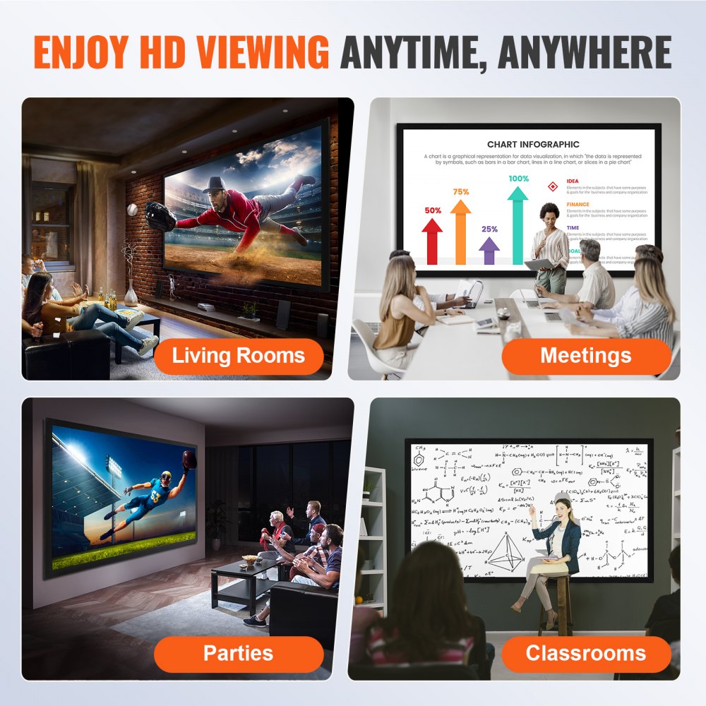 Projector Screen Fixed Frame 155inch Projector Screen 16:9 4K HD Movie Screen Wall Mounted for Movie Theater Home