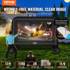 Inflatable Movie Screen, 14 FT （168inch）Inflatable Projector Screen for Outside with Blower and Carrying Bag, Front/Rear Projection, Oxford Fabric Blow Up Screen for Outdoor Parties Backyard Movie Night