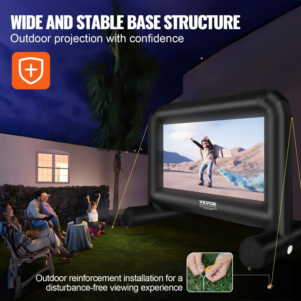 Inflatable Movie Screen, 14 FT （168inch）Inflatable Projector Screen for Outside with Blower and Carrying Bag, Front/Rear Projection, Oxford Fabric Blow Up Screen for Outdoor Parties Backyard Movie Night