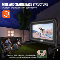 Inflatable Movie Screen, 14 FT （168inch）Inflatable Projector Screen for Outside with Blower and Carrying Bag, Front/Rear Projection, Oxford Fabric Blow Up Screen for Outdoor Parties Backyard Movie Night